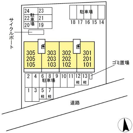 D-ROOM八景水谷の区画図