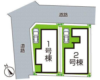 西宮市鳴尾町　第2期　新築一戸建ての区画図|全2区画