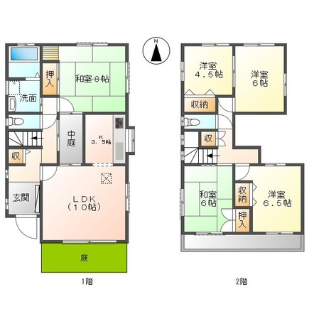 浅井町吉田一戸建貸家の間取り|間取図