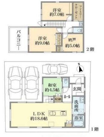 アイランドキッチン採用のお洒落なお家　西島　新築戸建ての間取り