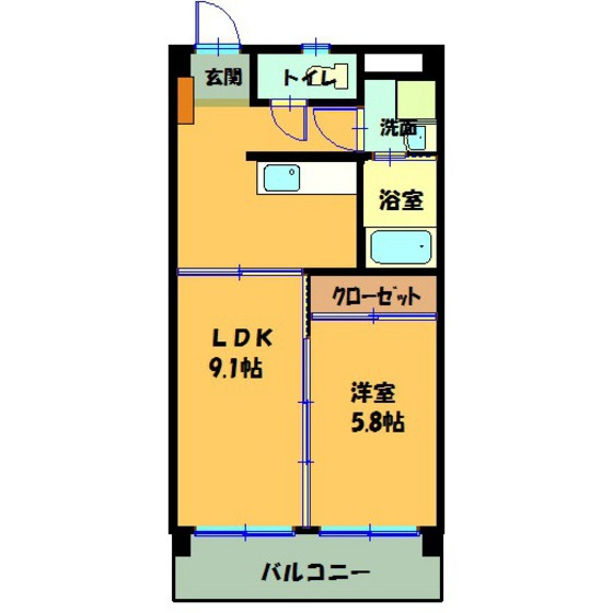 熊本市中央区琴平１丁目の賃貸マンションの間取り
