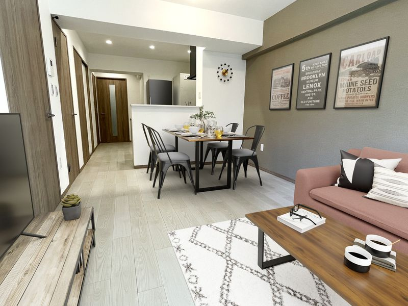 恒陽千石マンションB棟の居間・リビング|現況優先です