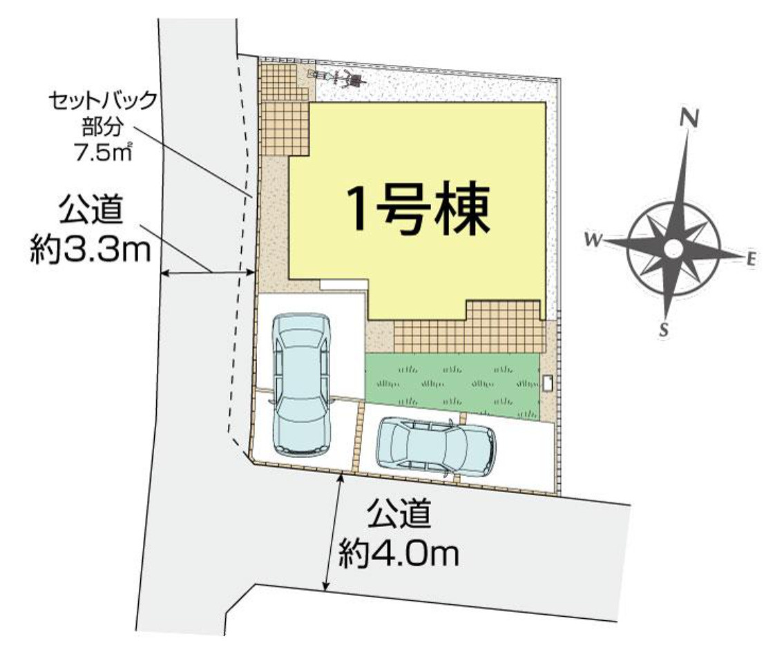 横浜市泉区中田西３丁目 新築戸建て【仲介手数料無料】カースペース2台の区画図