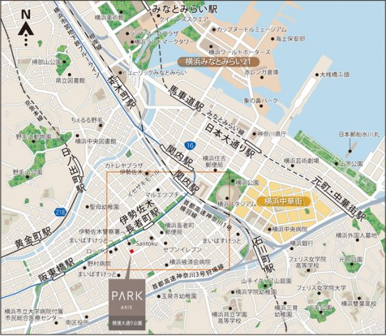 パークアクシス横濱大通り公園の地図