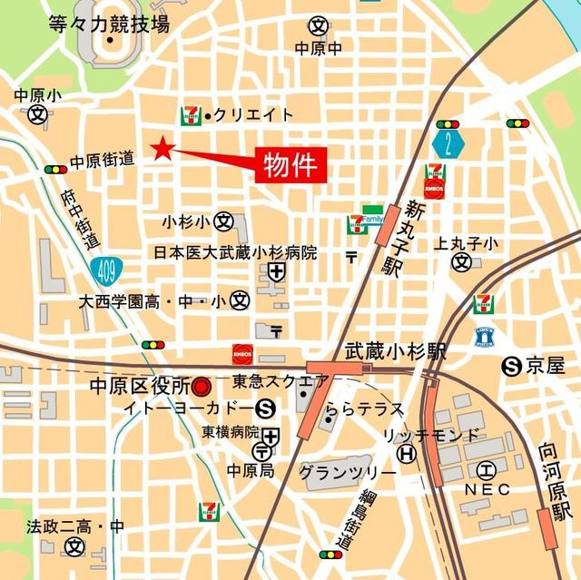 ＧＯＴＥＮ　武蔵小杉の地図