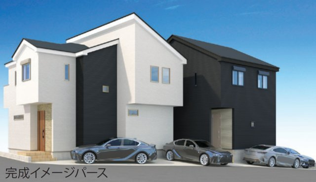 横浜市旭区白根６丁目 新築戸建て【仲介手数料無料】カースペース2台の外観パース