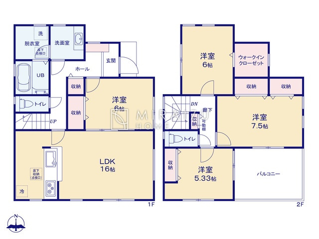【間取り】 | 陽の光をたっぷりと浴びながら気持ち良く生活が出来ます。夢のマイホーム、夢ではなく実現出来ます！見学・ご相談等、お気軽にご連絡下さい。