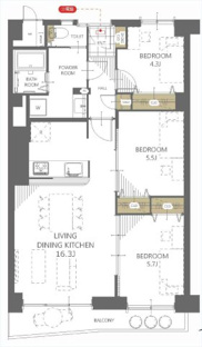 【間取り】公社千里山田D住宅A-２棟 