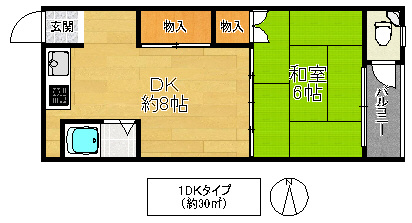 東大阪市稲田本町１丁目の賃貸マンションの間取り