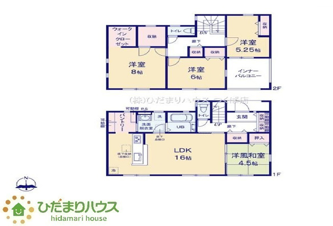 【間取り】 | 石岡市府中第1　新築戸建　2号棟 | 一人部屋が実現できる４LDK間取りです