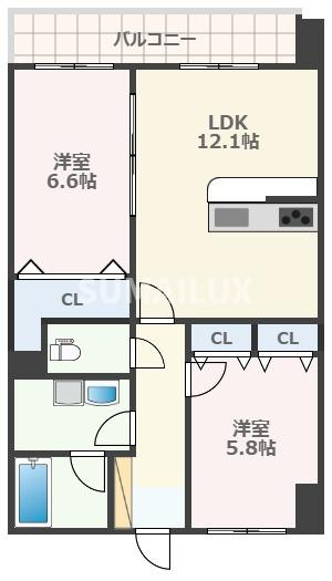 熊本市中央区渡鹿７丁目の賃貸マンションの間取り
