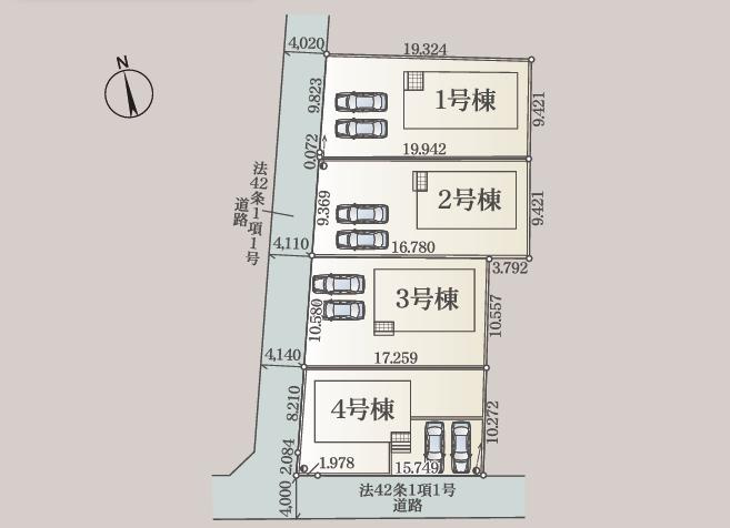 ひたちなか市平磯町第2　新築戸建　4号棟の区画図