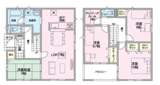 【間取り】 | 新築　新潟市江南区早通第2  1号 | 4LDK＋Sの間取り、駐車スペース2台可です('ω')ノ