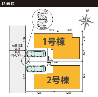北中3丁目の区画図|2号棟土地面積：98.60㎡
