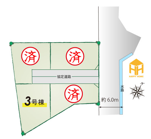 クレイドルガーデン尼崎市食満7丁目新築一戸建て｜3SLDK＋駐車1台可の区画図|全4区画の分譲地です。