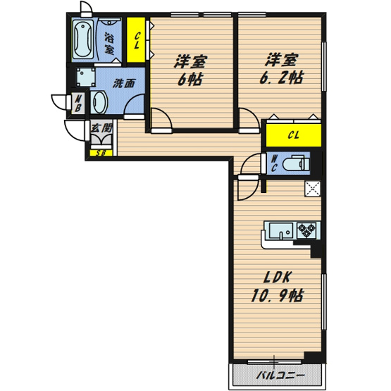 【間取り】 | リアン　ボヌール　鶴見緑地