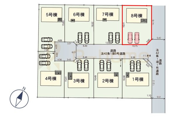 常陸大宮市姥賀町第3　新築戸建て　8号棟の区画図|大きなお買い物だからこそ、メリット・デメリットを伝えさせて頂きます。
R-homeにお任せください♪