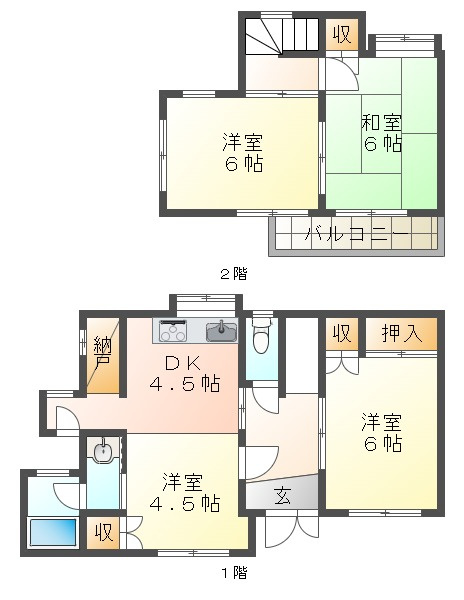 塩屋町9丁目貸家の間取り