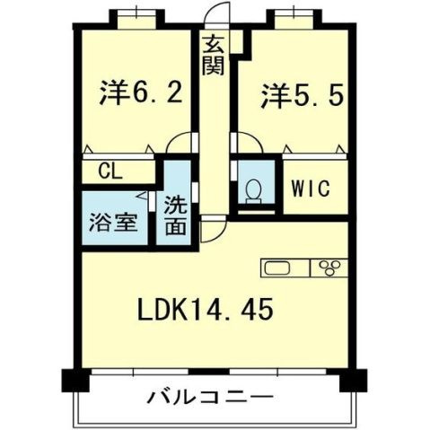 熊本市中央区新町２丁目の賃貸マンションの間取り