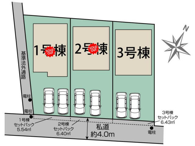 ブルーミングガーデン　野田市花井３棟／１期３号棟の区画図|野田市花井3棟区画図