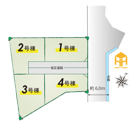 クレイドルガーデン尼崎市食満7丁目新築一戸建て｜2SLDK＋駐車2台可の区画図|全4区画の分譲地です。
