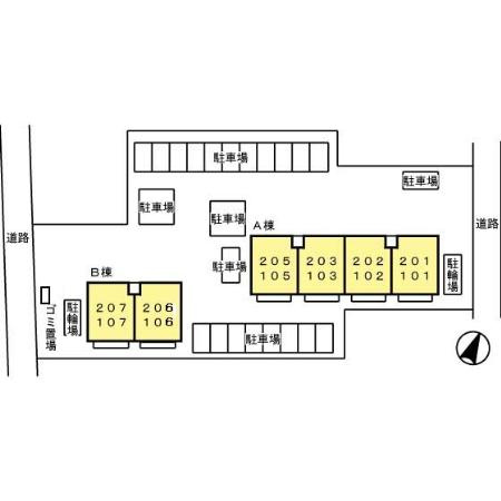 熊本市東区新南部３丁目のアパートの区画図