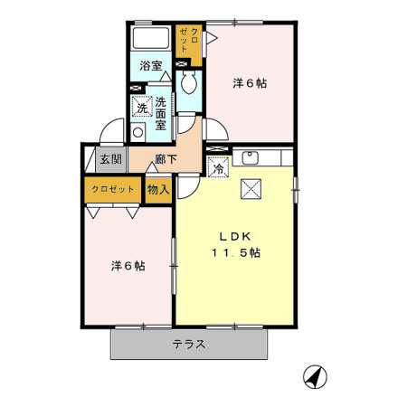 熊本市東区新南部３丁目のアパートの間取り