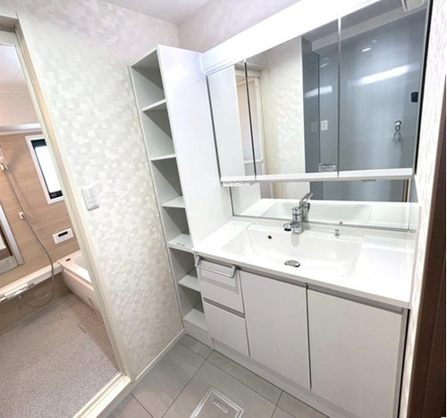 ライオンズマンション越谷南の独立洗面台|独立洗面台、朝の身支度には欠かせません