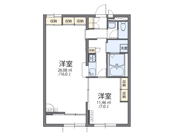レオパレスヴィラージュＥの間取り|代表的な間取のため実際の間取とは異なる場合があります