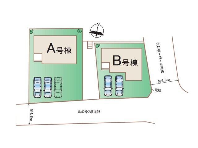 糸島市板持2丁目第1-2棟（A号棟）の区画図|配置図（A号棟）