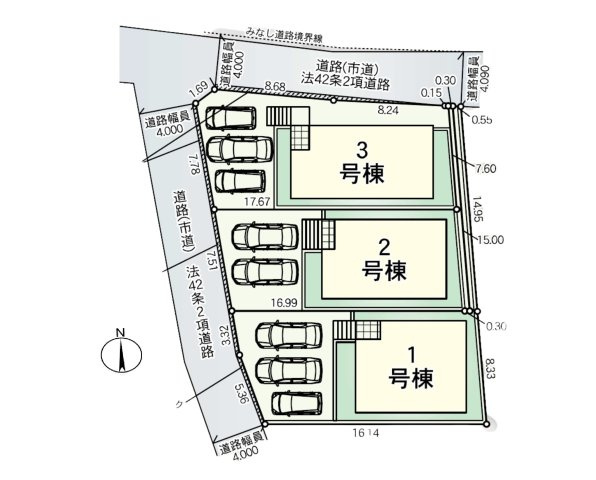 那珂川市今光8丁目第2-3棟（2号棟）の区画図|配置図（2号棟）