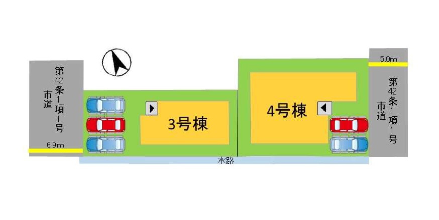 福岡市東区三苫2丁目第7-2棟(3号棟)の区画図|配置図（3号棟）