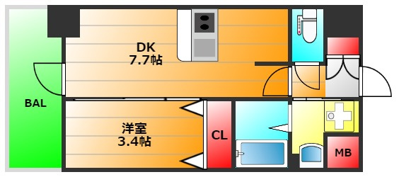 大阪難波Noahの間取り|現状有姿