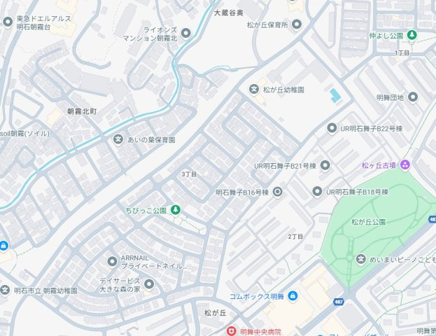 明石市松が丘　新築一戸建ての地図