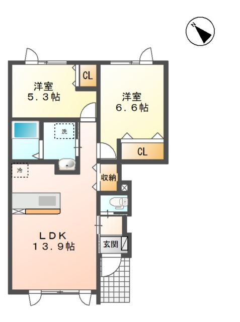 フェリーチェ白石中央Ｄの間取り