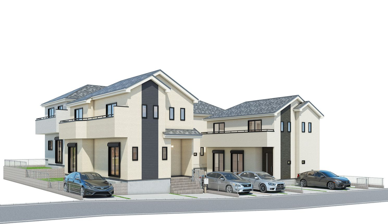 仲介手数料無料　ハートフルタウン所沢市東所沢3丁目・新築全4棟　の外観パース