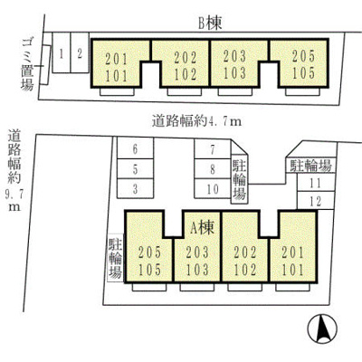 【区画図】 | ハイカムールB棟