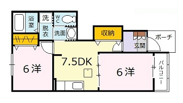 広島市安佐北区可部東１丁目のアパートの間取り