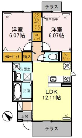 Newdorf(ﾆｭｰﾄﾞﾙﾌ)弐番館の間取り