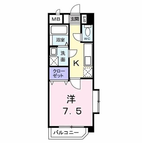 熊本市中央区黒髪６丁目の賃貸マンションの間取り