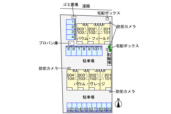 パウム・フィールドの区画図|駐車場