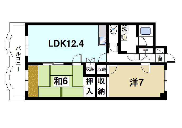 グラン・シャリオ二階堂の間取り|2ⅬDKの間取りです