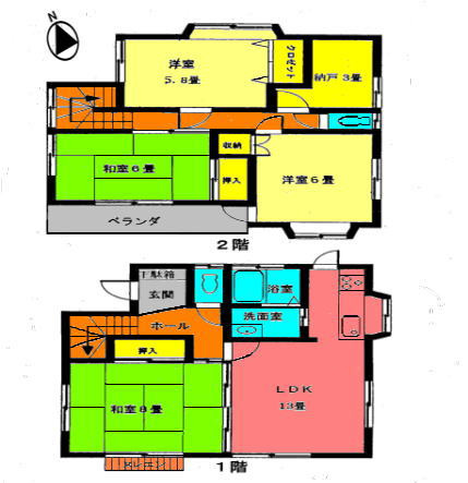 鴻巣市雷電　中古戸建の間取り