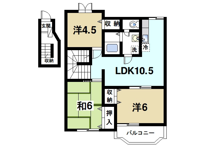 シャトーローリエＡの間取り|ゆったりせいかつできるファミリータイプの間取りです