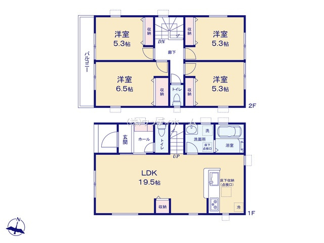 越谷市弥十郎　新築一戸建ての間取り