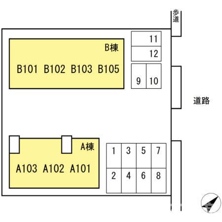 コウジィーコート前川Ⅱ A棟の区画図