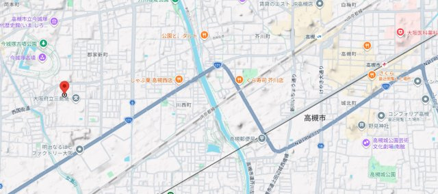 高槻市郡家新町のアパートの地図