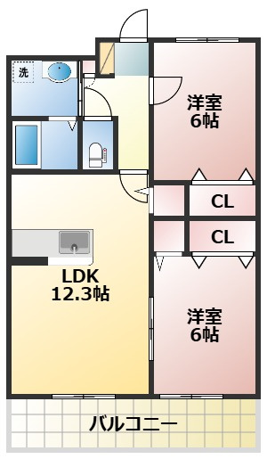 菊池郡菊陽町大字津久礼の賃貸マンションの間取り