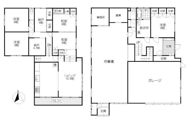新富士4丁目　作業場付中古住宅の間取り