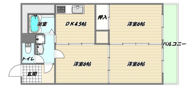 大阪市東淀川区東中島２丁目の賃貸マンションの間取り